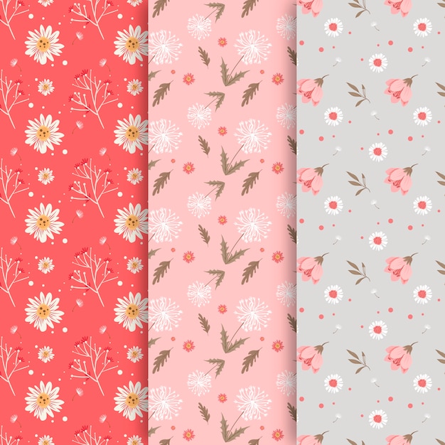 Colección de patrones de primavera dibujados a mano