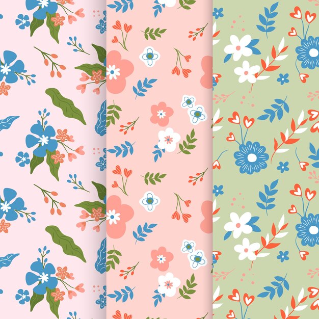 Colección de patrones de primavera dibujados a mano