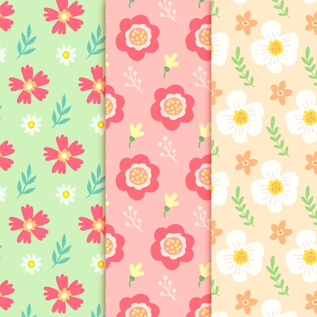 Colección de patrones de primavera dibujados a mano