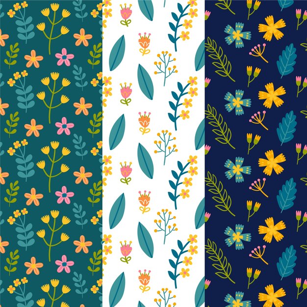 Colección de patrones de primavera dibujados a mano