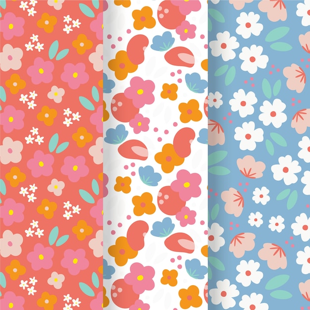 Colección de patrones de primavera dibujados a mano