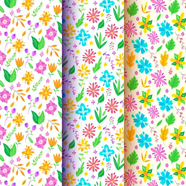 Colección de patrones de primavera dibujados a mano