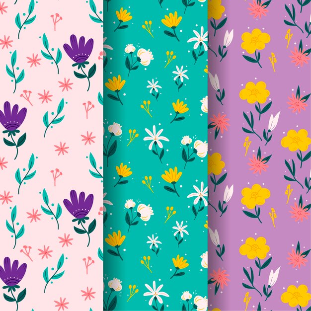 Colección de patrones de primavera dibujados a mano