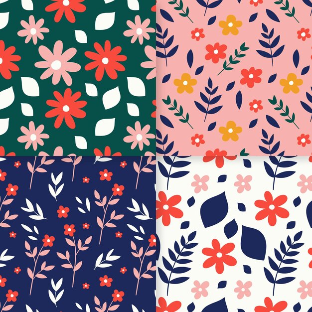 Colección de patrones de primavera dibujados a mano