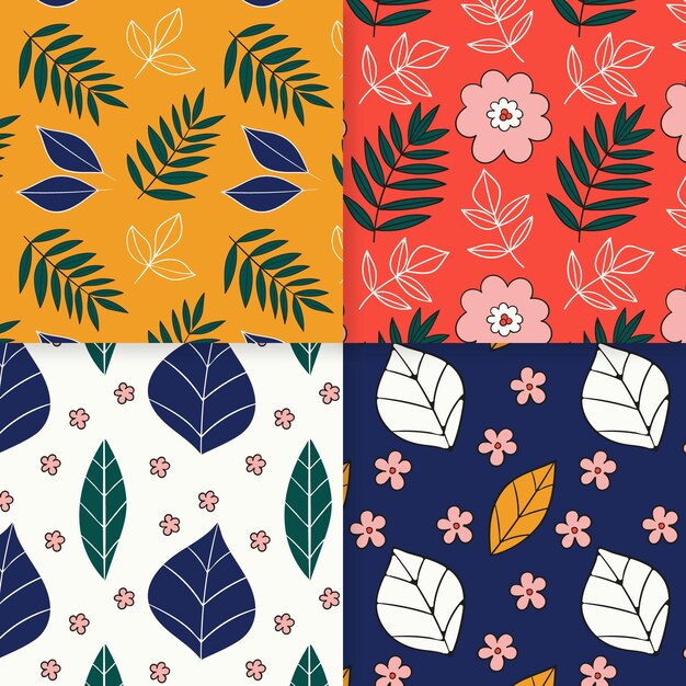 Colección de patrones de primavera dibujados a mano