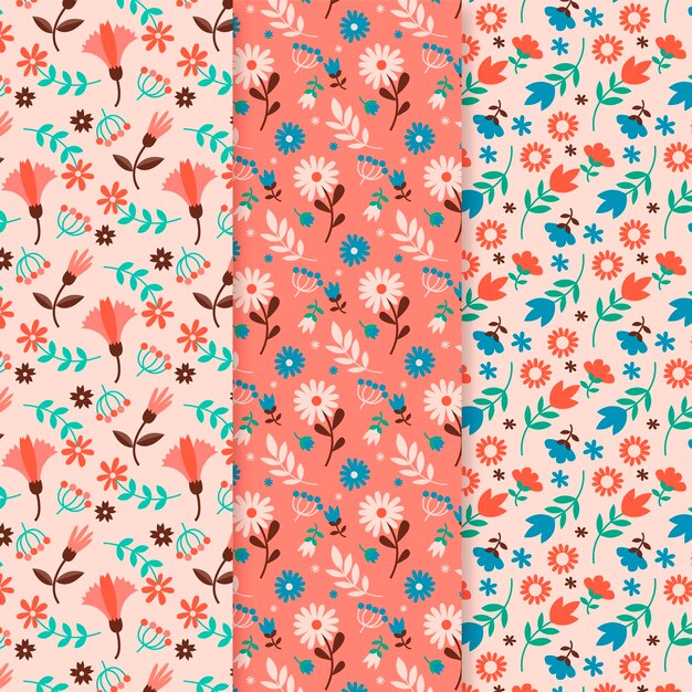 Colección de patrones de primavera dibujados a mano