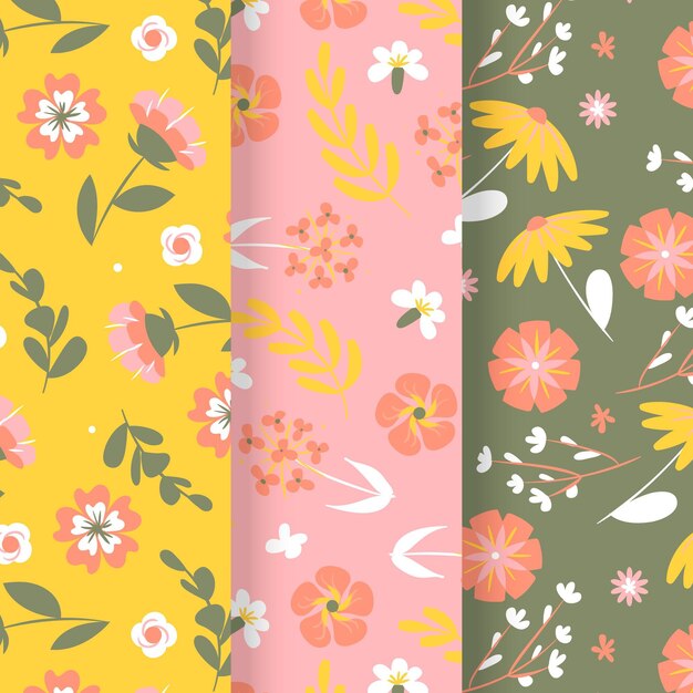 Colección de patrones de primavera dibujados a mano