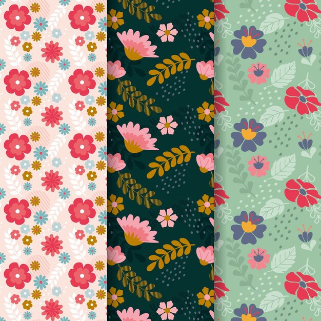 Colección de patrones de primavera dibujados a mano