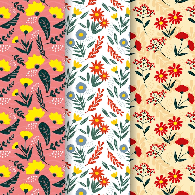 Colección de patrones de primavera dibujados a mano