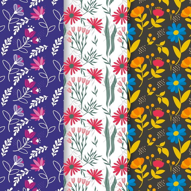 Colección de patrones de primavera dibujados a mano