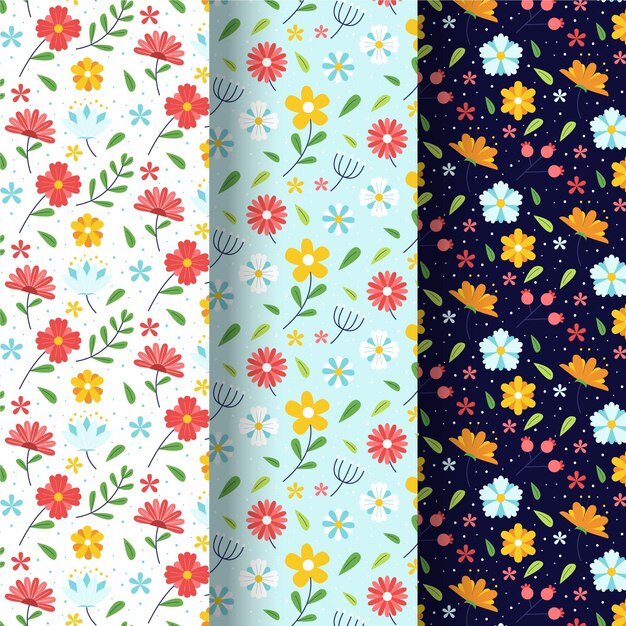 Colección de patrones de primavera dibujados a mano