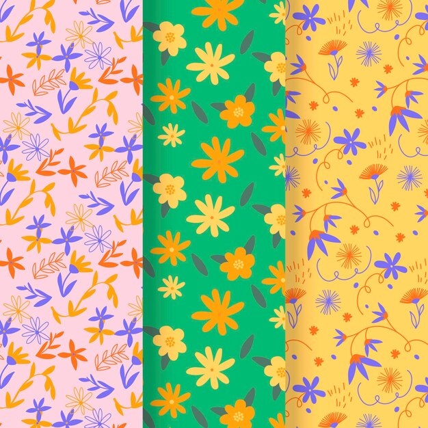 Colección de patrones de primavera dibujados