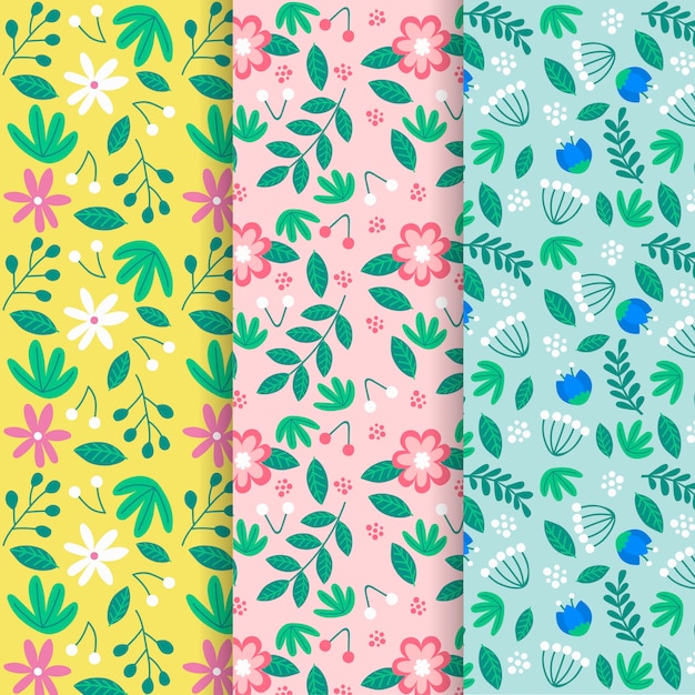 Colección de patrones de primavera de diseño dibujado a mano