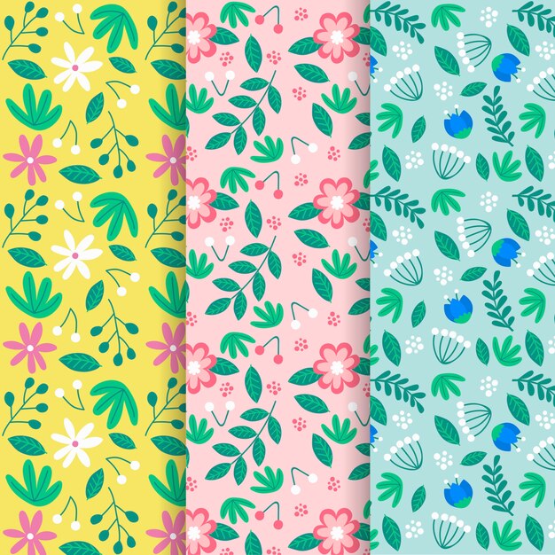 Colección de patrones de primavera de diseño dibujado a mano