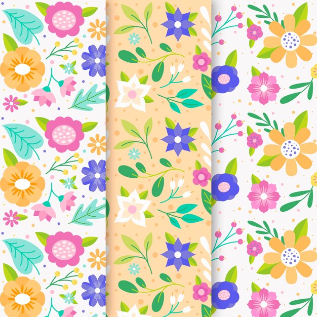 Colección de patrones de primavera en diseño plano