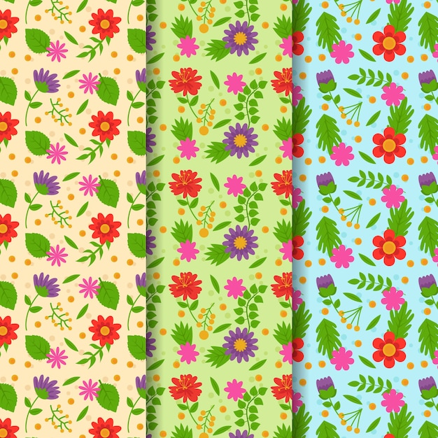 Colección de patrones de primavera de diseño plano