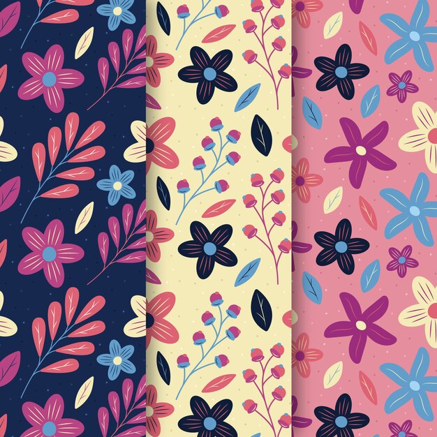 Colección de patrones de primavera de estilo plano