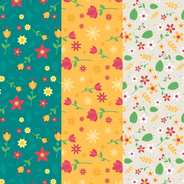 Colección de patrones de primavera plana