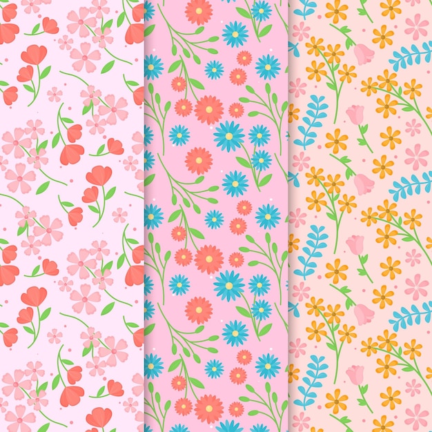 Colección de patrones de primavera plana