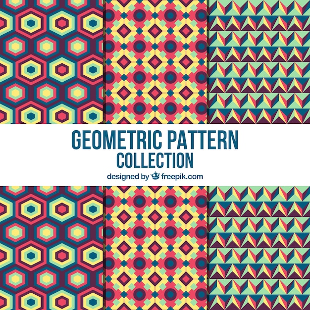 Colección de patrones retro geométricos