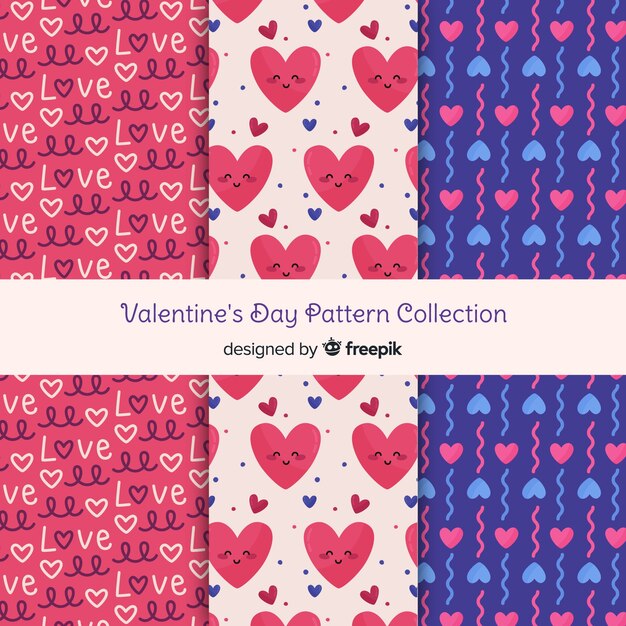 Colección patrones san valentín corazones adorables