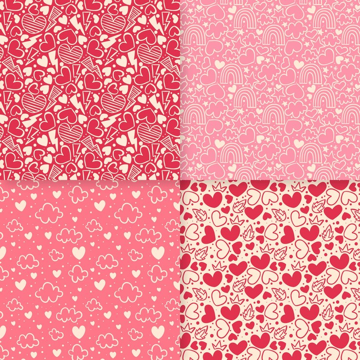 Vector gratuito colección de patrones de san valentín dibujados a mano
