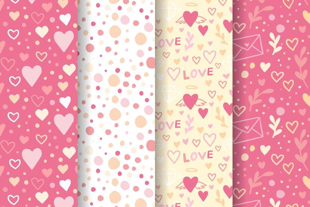 Colección de patrones de san valentín dibujados a mano