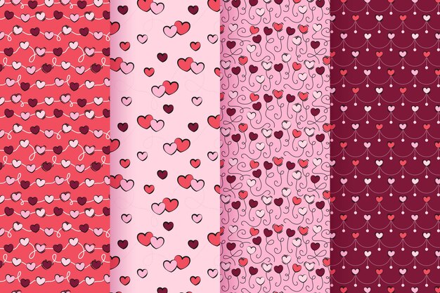 Colección de patrones de san valentín dibujados a mano