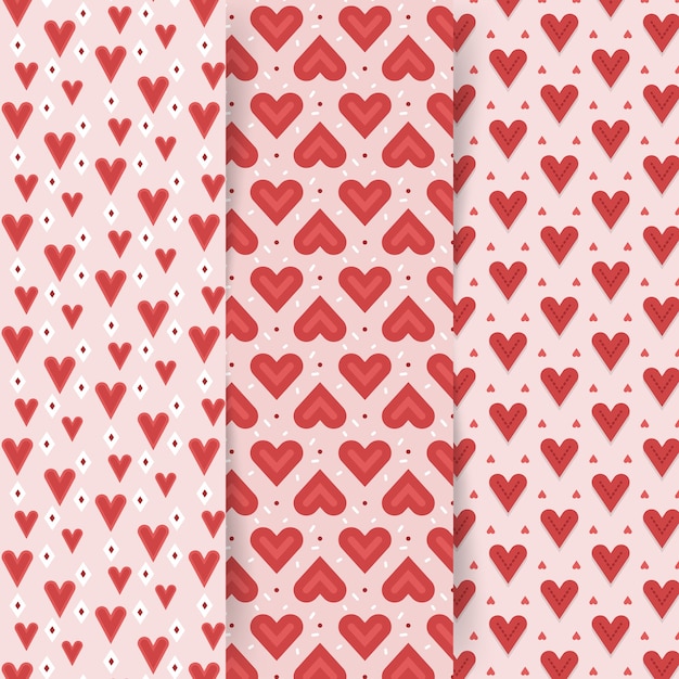 Colección de patrones de San Valentín en diseño plano