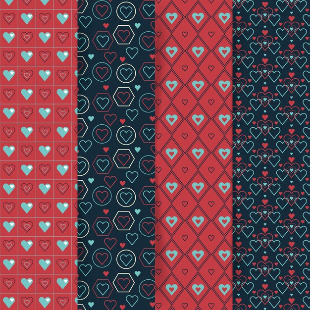 Colección de patrones de San Valentín en diseño plano