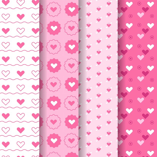 Colección de patrones de san valentín en diseño plano