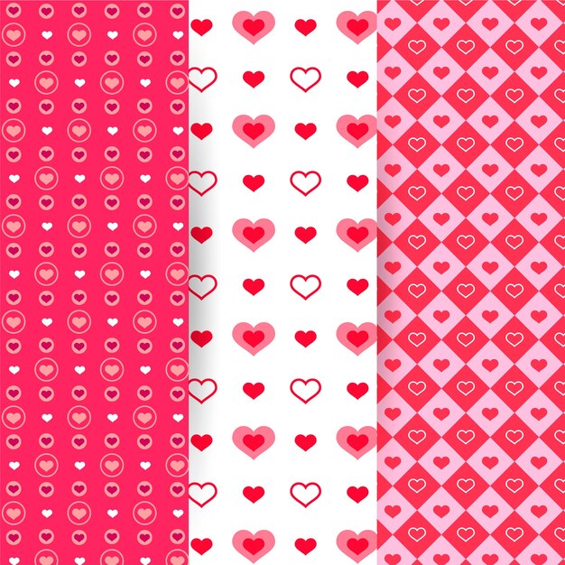 Colección de patrones de san valentín en diseño plano
