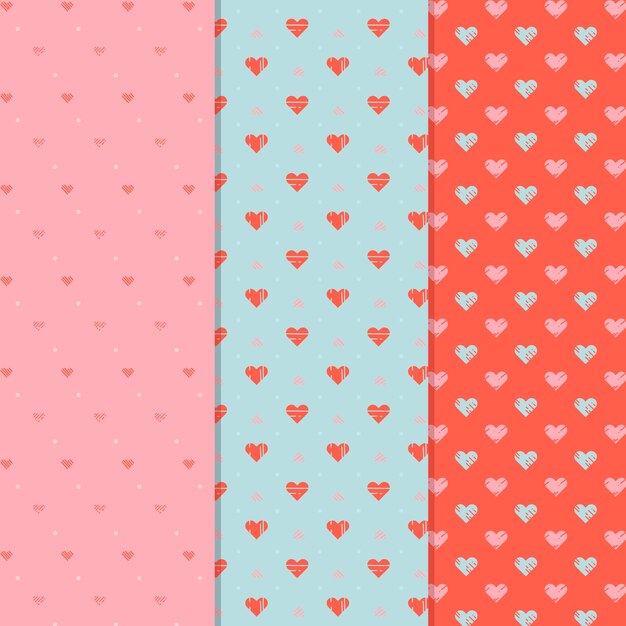 Colección de patrones de San Valentín en diseño plano