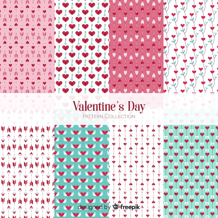 Vector gratuito colección de patrones de san valentín
