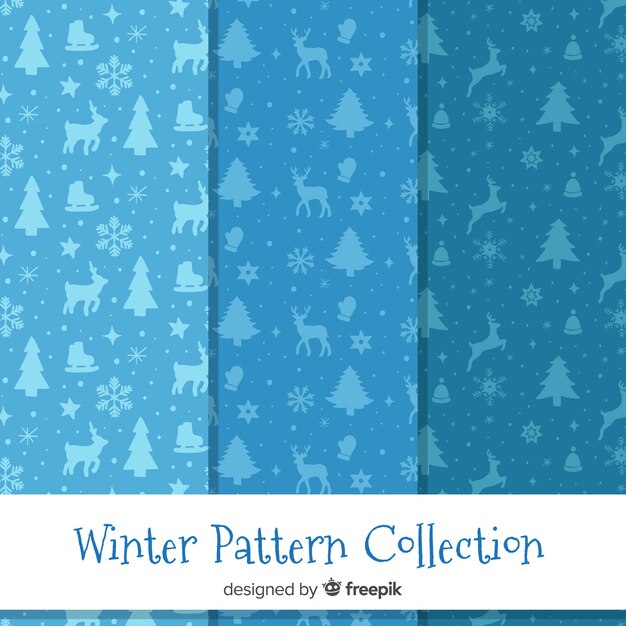 Colección patrones siluetas invierno