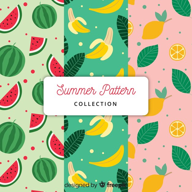 Colección de patrones de verano en estilo flat