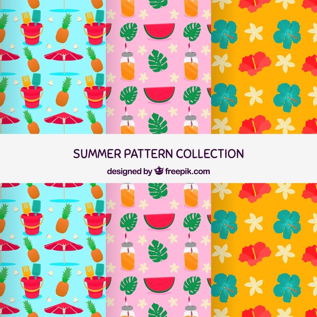 Colección de patrones de verano multicolor