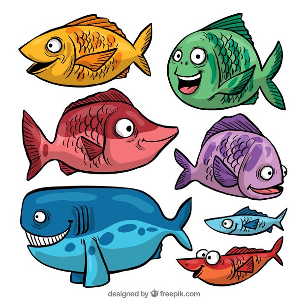 Colección de peces graciosos