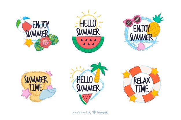 Colección pegatina de verano kawaii