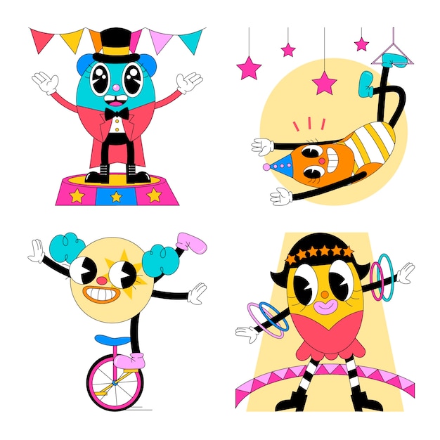 Colección de pegatinas de ácido de circo