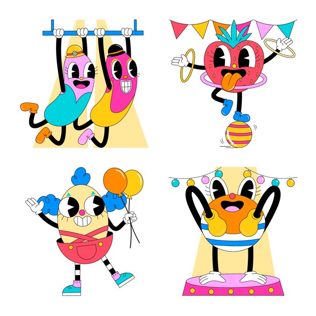 Colección de pegatinas de ácido de circo