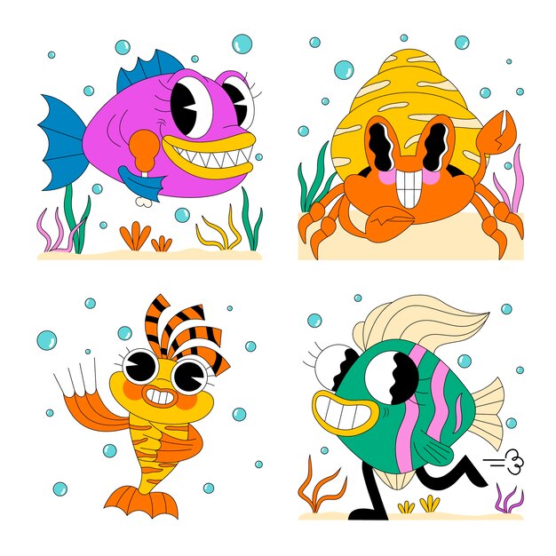 Colección de pegatinas de ácido oceánico