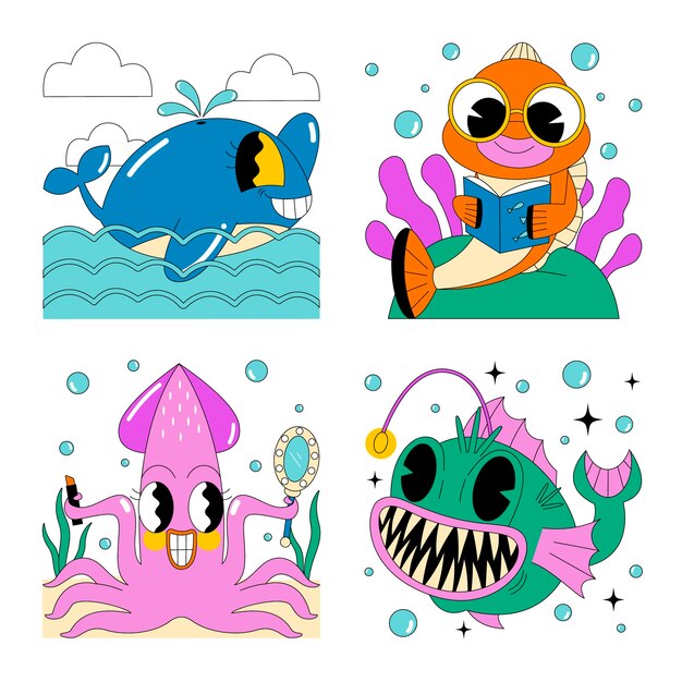 Colección de pegatinas de ácido oceánico