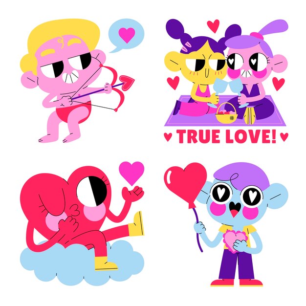 Colección de pegatinas de amor esmaltadas.
