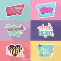 Vector gratuito colección de pegatinas de amor memphis