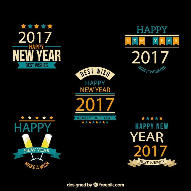 Vector gratuito colección de pegatinas de año nuevo de 2017