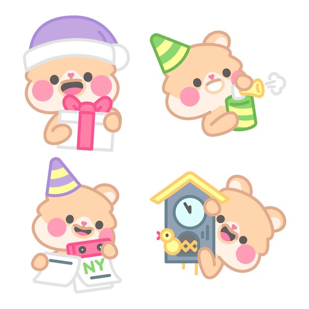 Colección de pegatinas de año nuevo con kimchi el hámster