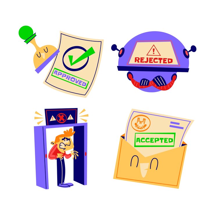 Vector gratuito colección de pegatinas aprobadas y rechazadas de dibujos animados retro