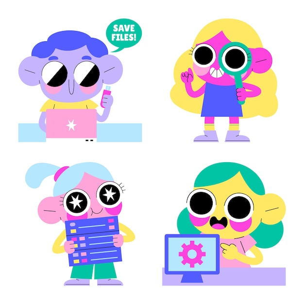 Colección de pegatinas de artículos esenciales esmaltados.