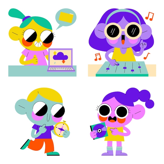 Colección de pegatinas de artículos esenciales esmaltados.